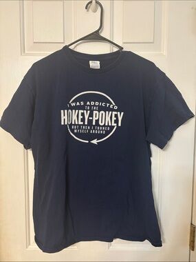 Delta Navy Blue Short Sleeve Graphic Tee with White Hokey-Pokey Logo